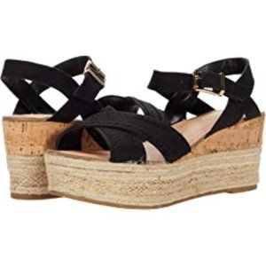 Fergie  Proud Espadrille Wedge Sandal, Black  Women Size 10      New